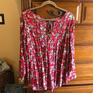 BNWOT womens tie accent, floral blouse